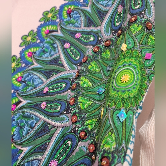 DESIGUAL long sleeved, floral beaded top - Picture 4 of 6